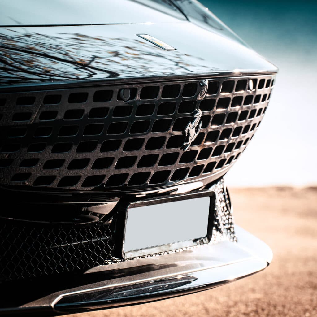 Brand photography Luxembourg: Ferrari front grille close-up automotive detail