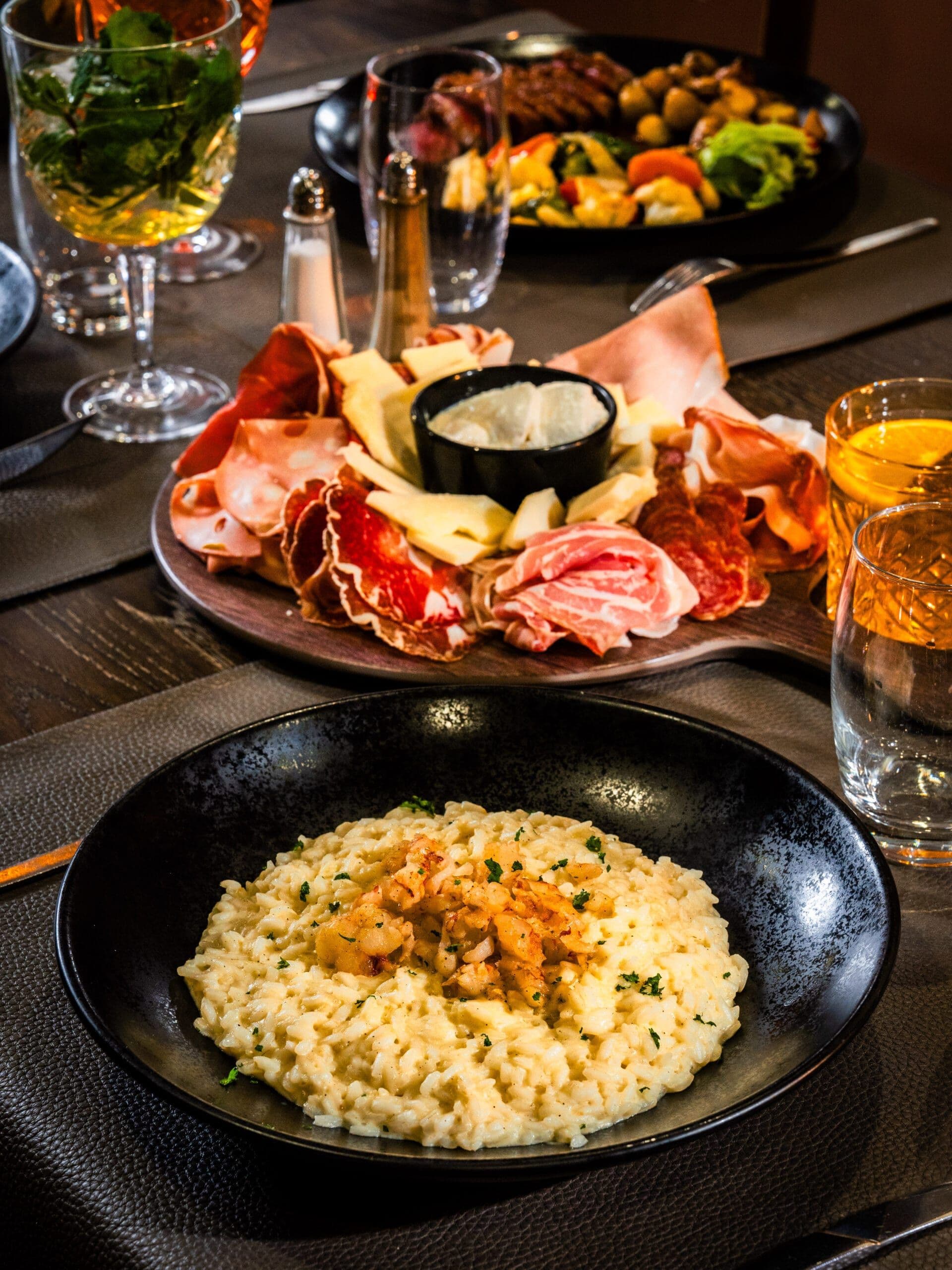 Food photography Luxembourg: risotto and charcuterie board restaurant photography