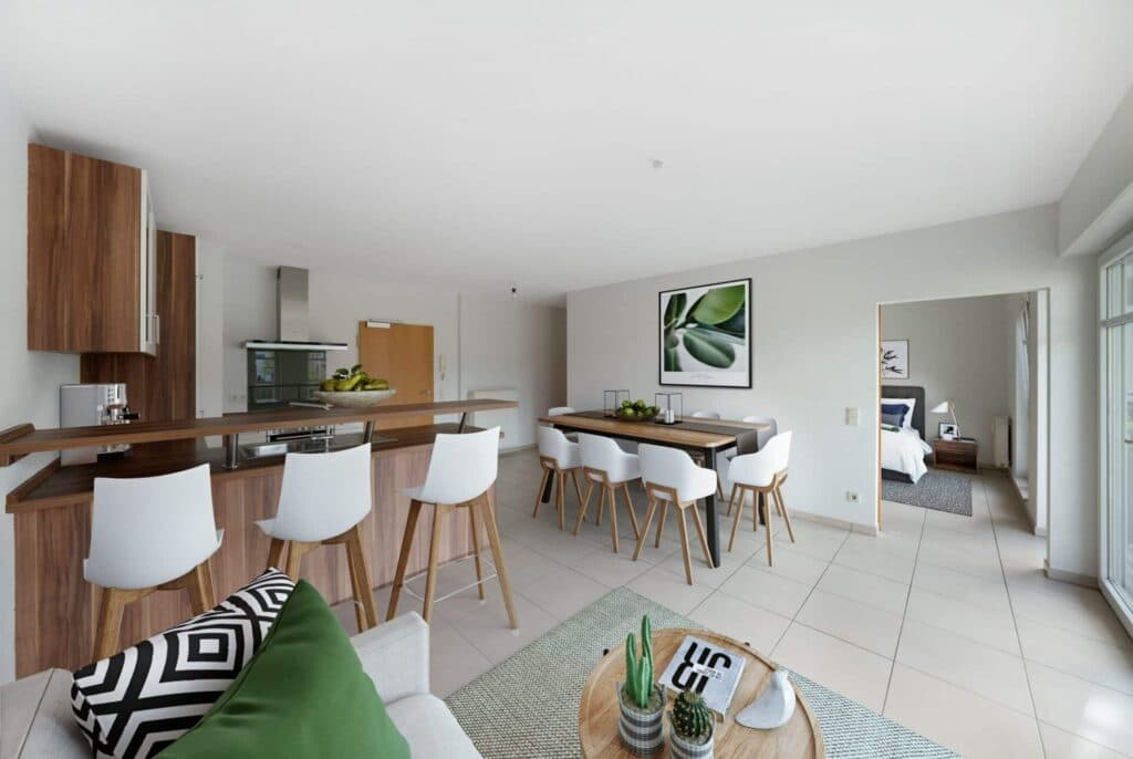 Real estate photography Luxembourg: modern apartment interior staging kitchen