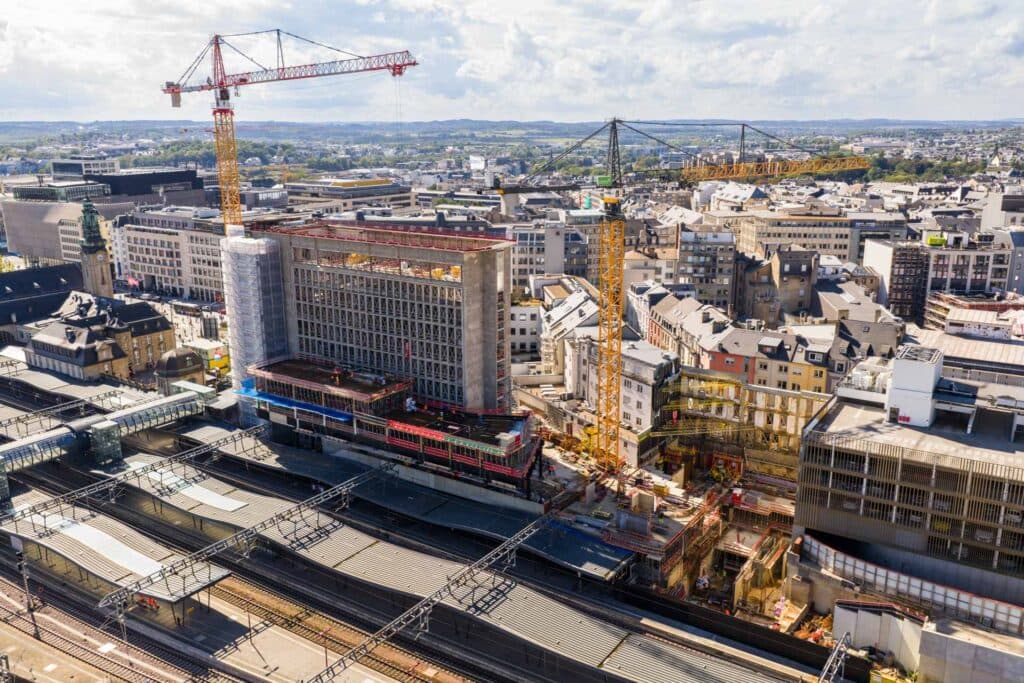 Drone photography Luxembourg: aerial construction progress overhead view