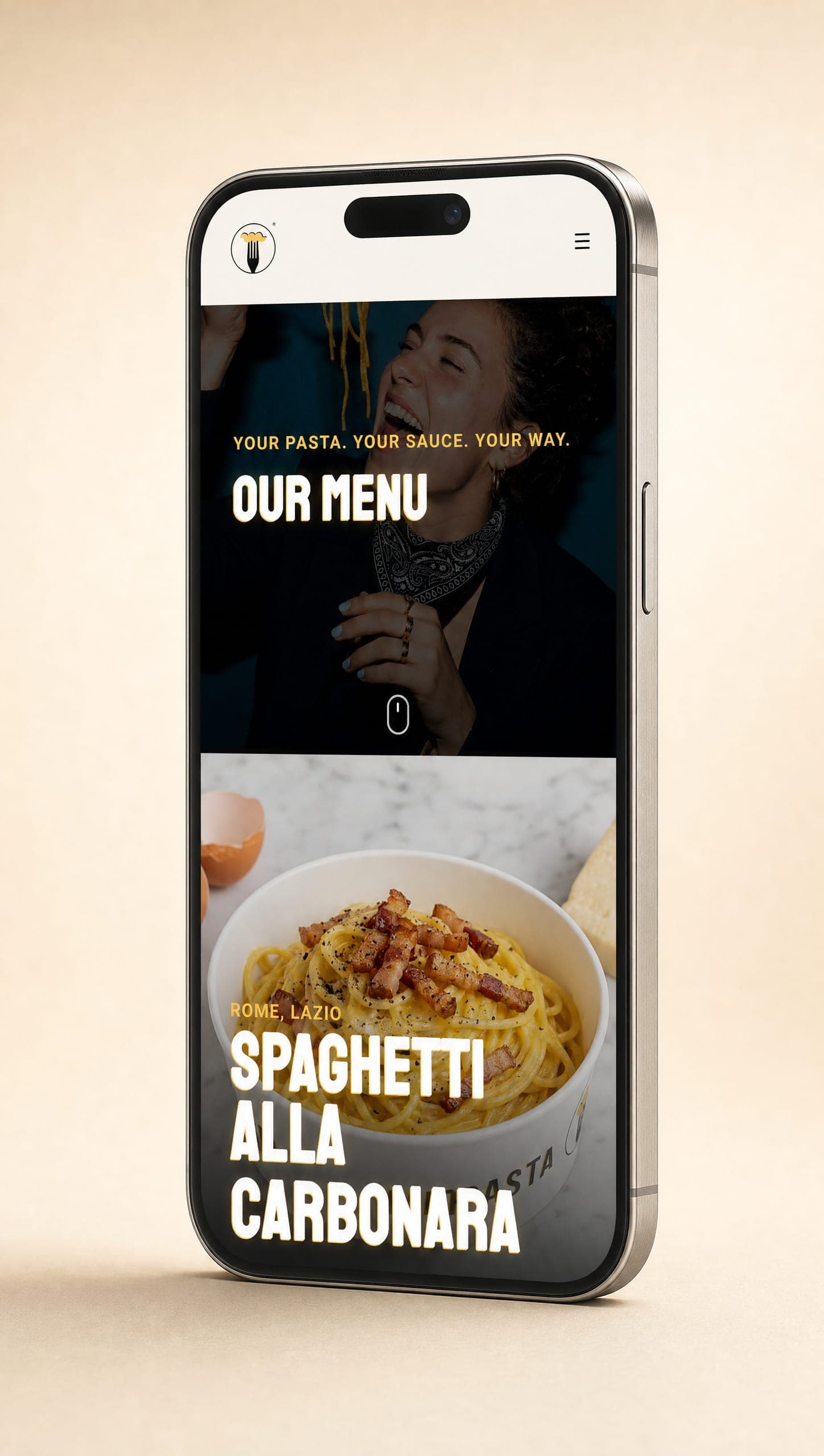 Pick your shape. Pick your sauce. The menu does the rest